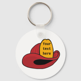 Fireman's Helmet Whimsical Cartoon Art Keychain