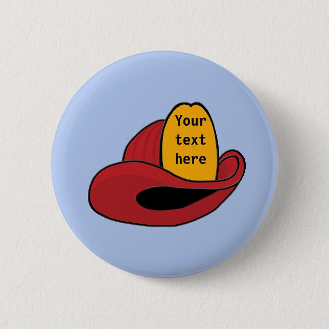Fireman's Helmet Whimsical Cartoon Art Pinback Button (Front)
