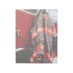 Fireman's Jacket On Fire Truck Notepad