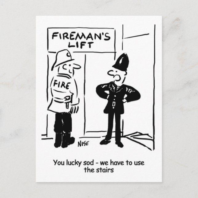 Fireman's Lift Cartoon Postcard (Front)