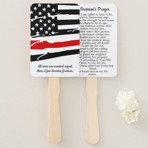 Firemans Prayer Card Firefighter Graduation Gift Hand Fan