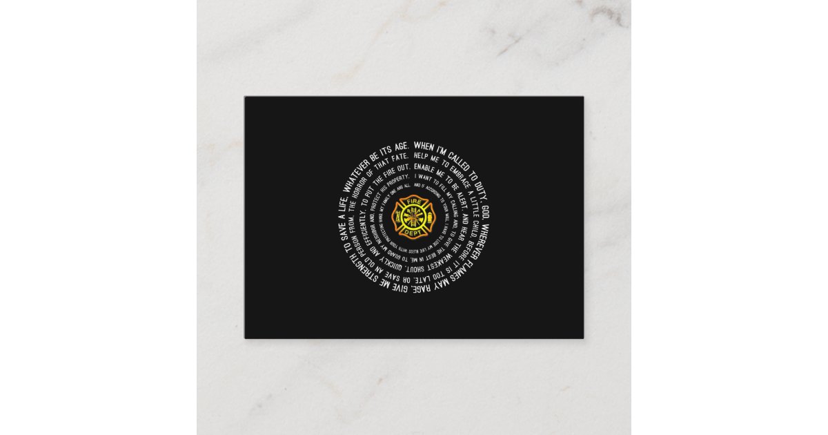 Firemans Prayer, Firefighter Motivational Business Card | Zazzle