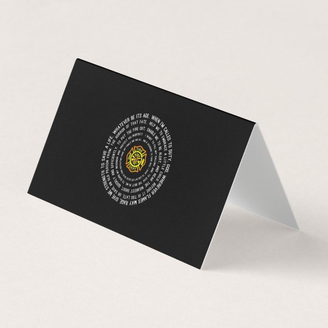 Firemans Prayer, Firefighter Motivational Business Card (Front)