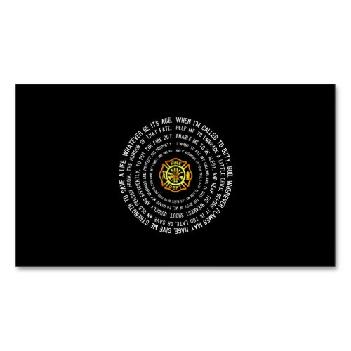 Firemans Prayer Firefighter Motivational Business Card Magnet