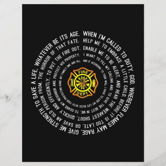 Firemans Prayer, Firefighter Motivational Letterhead (Front)