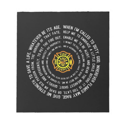 Firemans Prayer Firefighter Motivational Notepad