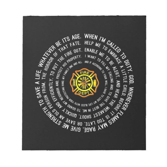 Firemans Prayer, Firefighter Motivational Notepad (Front)