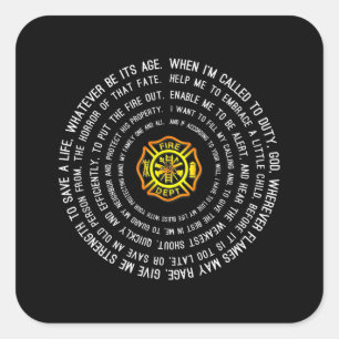 Firemans Prayer, Firefighter Motivational Square Sticker