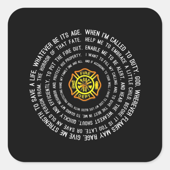 Firemans Prayer, Firefighter Motivational Square Sticker (Front)