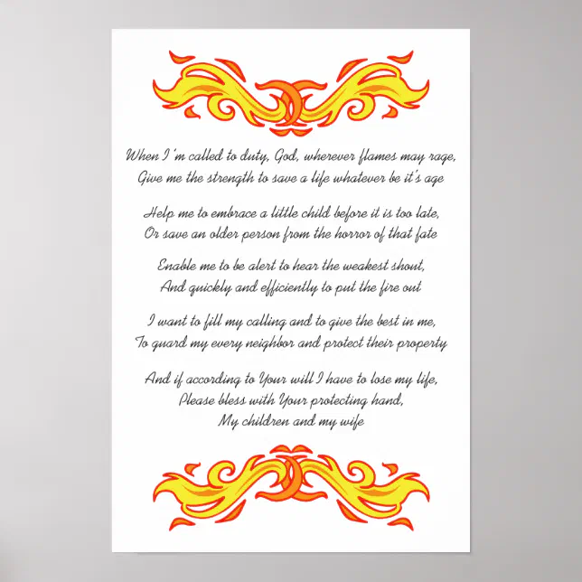 Fireman's Prayer Poster | Zazzle