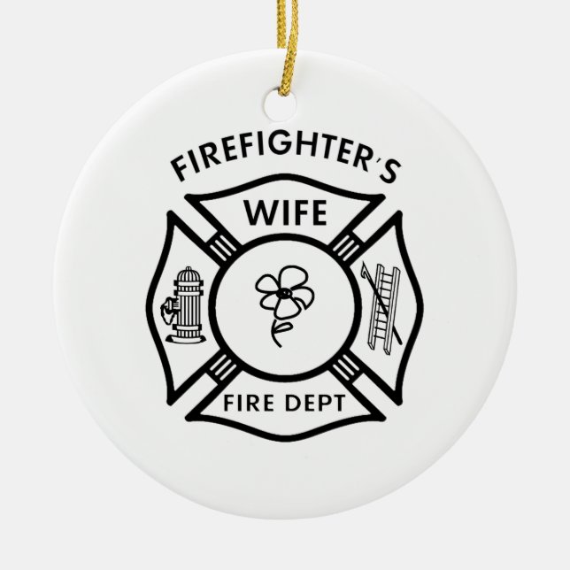 Fireman's Wife Ceramic Ornament (Front)