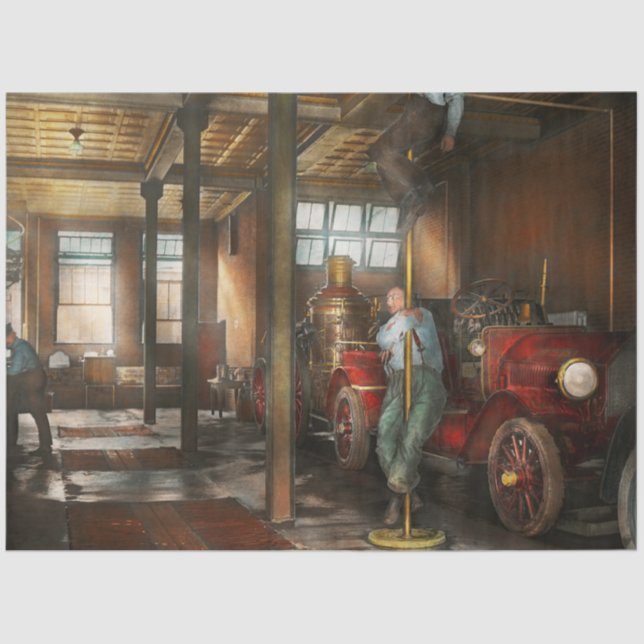 Firemen - Answering the firebell 1922 Tissue Paper (Front)