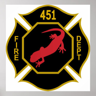 Firemen Logo Fahrenheit 451 Black Gold and Re Poster