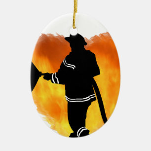 Firemen Love Flames Ceramic Ornament