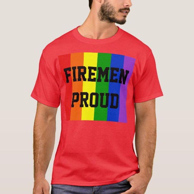 Firemen Proud Gay Rainbow Dark T-Shirt (Front)