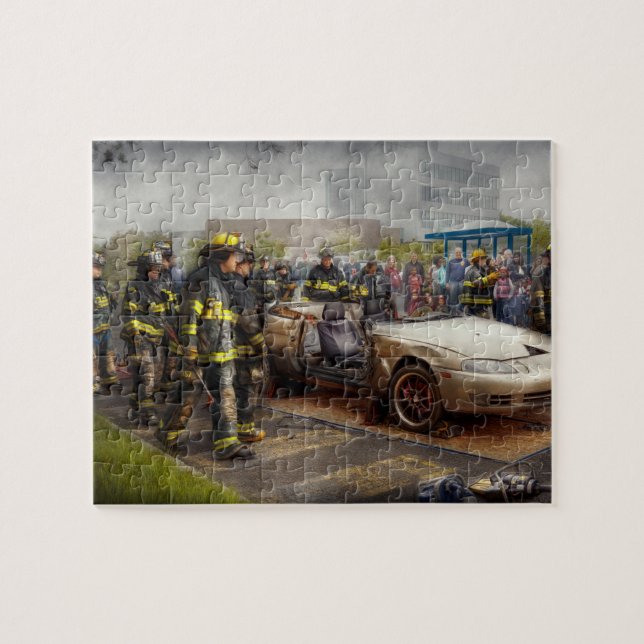 Firemen - The fire demonstration Jigsaw Puzzle (Horizontal)