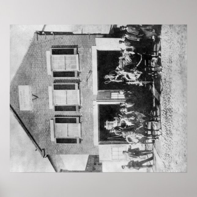 Firemen with Equipment outside Firehouse Poster (Front)