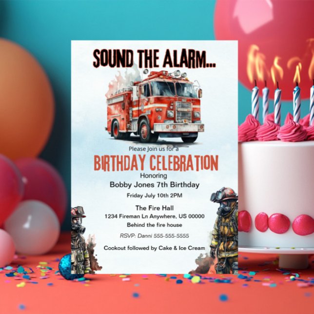 Firemen's Birthday Party Boy Invitation (Creator Uploaded)