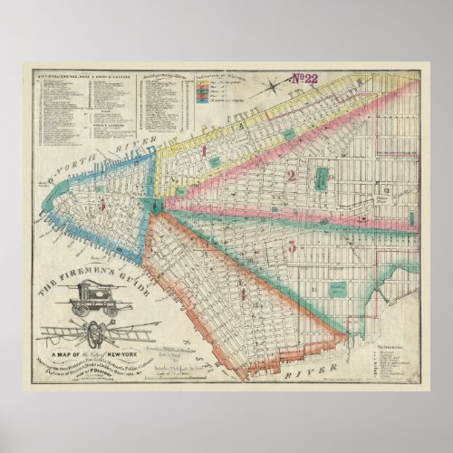 Firemens Map of NYC in 1834 _ Vintage FDNY Poster