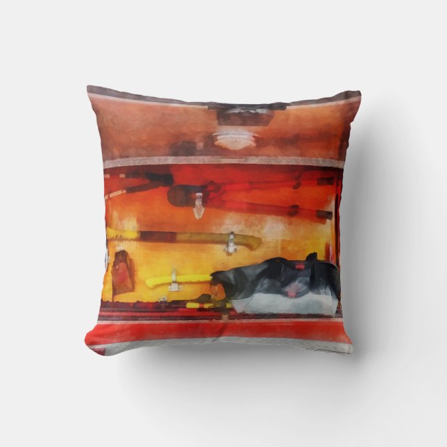 Firemen's Tools of the Trade Throw Pillow (Front)