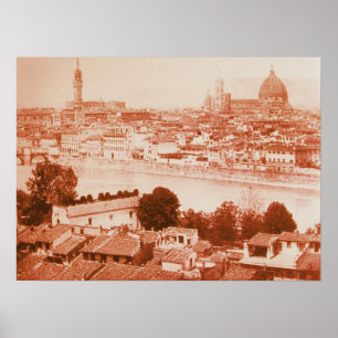 FIRENZE - ANTIQUE FLORENCE PANORAMIC VIEW 1859 POSTER