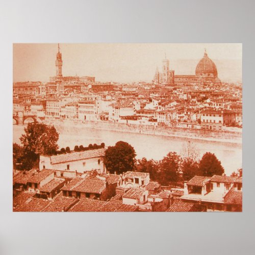 FIRENZE _ ANTIQUE FLORENCE PANORAMIC VIEW 1859 POSTER
