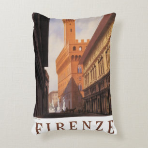 Firenze, Florence, Palazzo Vecchio, Vintage Italy Accent Pillow