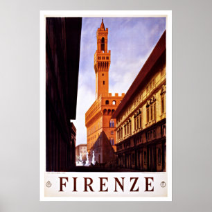 Firenze Italy Palazzo Vecchio Vintage Travel Poster