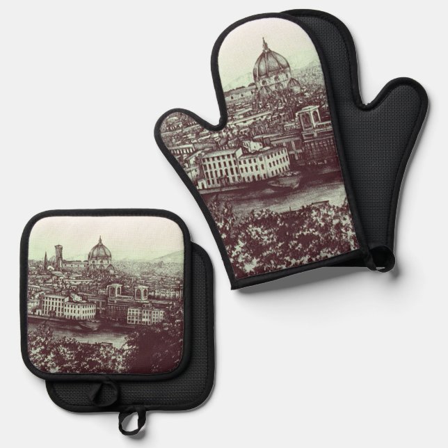 Firenze  oven mitt & pot holder set (Front/Back)