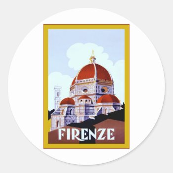 Firenze ~ Vintage Italian Travel Classic Round Sticker by VintageFactory at Zazzle