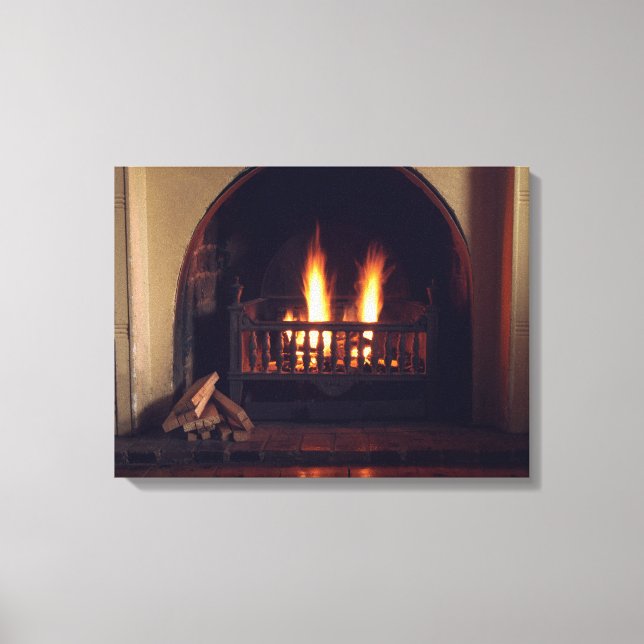 Fireplace at home canvas print (Front)