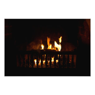 Fireplace at home photo print