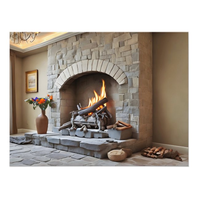 Fireplace at home photo print (Front)