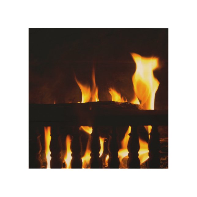 Fireplace at home wood wall art (Front)