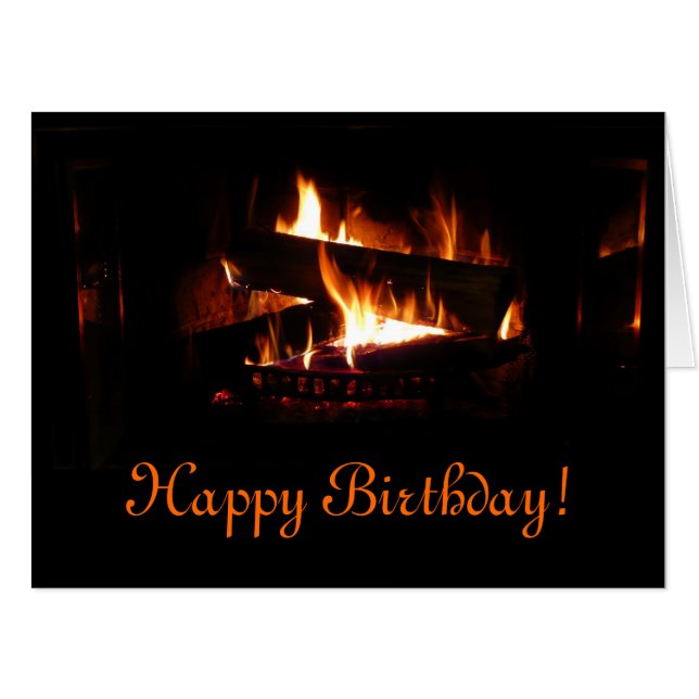 Fireplace Birthday Card (Front Horizontal)