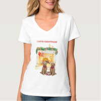 Fireplace Candles Goldendoodles Love Christmas T-S
