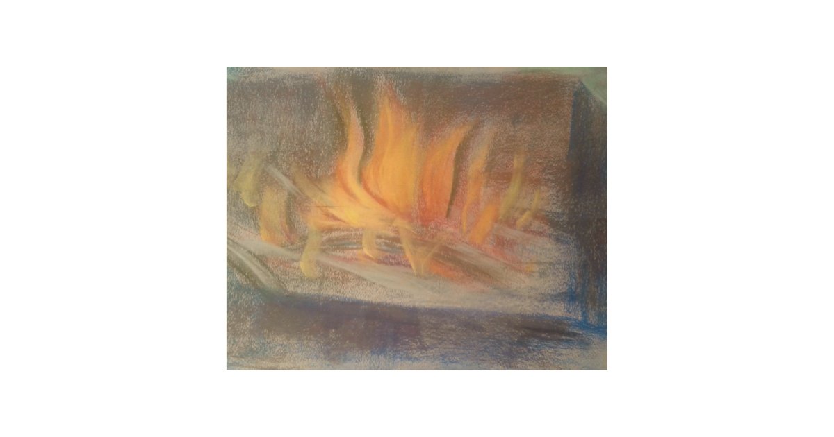 Fireplace Fine Arts Pastel Painting Wood Wall Art Zazzle Com