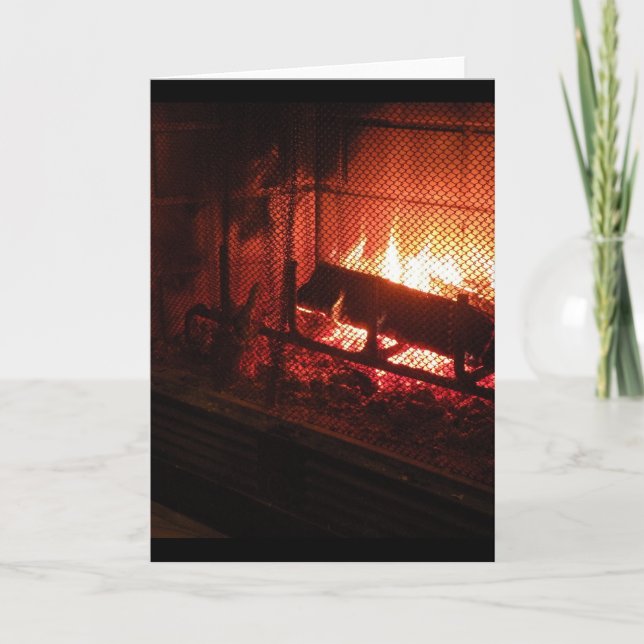 Fireplace Greeting Card- Blank Inside Holiday Card (Front)