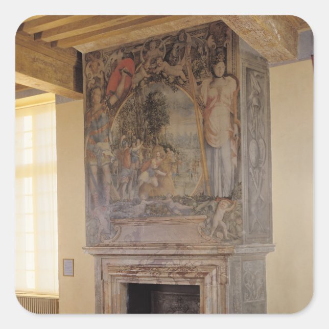 Fireplace in the Chambre du Roi Square Sticker (Front)