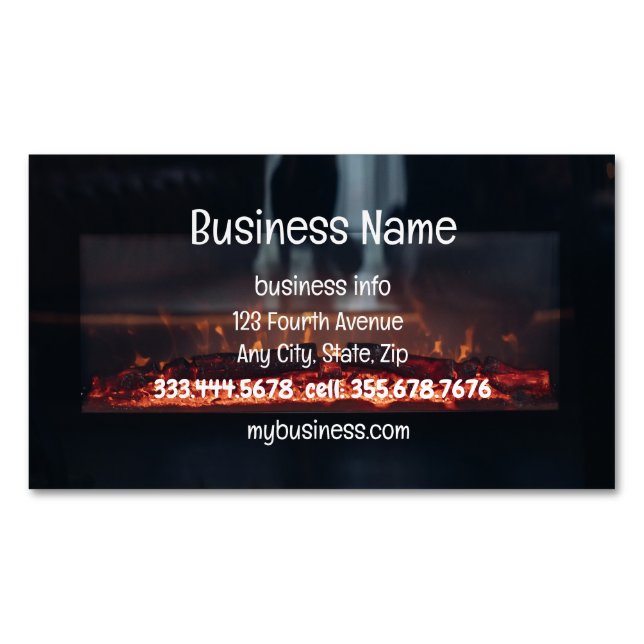 Fireplace Installation Service Custom Business Card Magnet (Front)