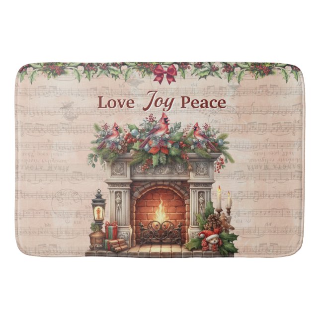 Fireplace, Music Notes, and Paris Postmark  Bath Mat (Front)