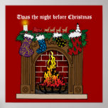 Fireplace On Christmas Eve Poster at Zazzle