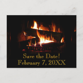 Fireplace Save the Date Postcard