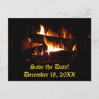 Fireplace Save the Date Postcard