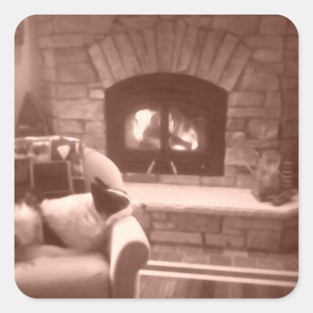 Fireplace Square Sticker (Front)
