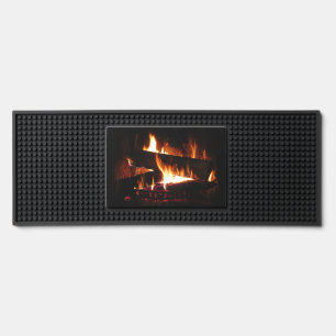 Fireplace Warm Winter Scene Photography Bar Mat
