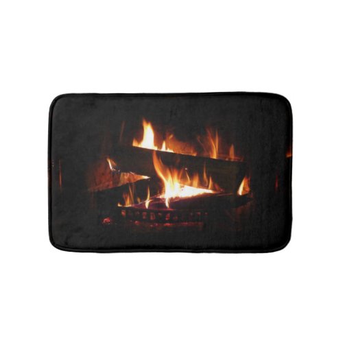 Fireplace Warm Winter Scene Photography Bath Mat