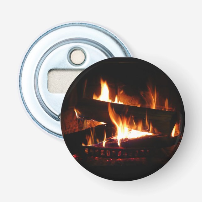 Fireplace Warm Winter Scene Photography Bottle Opener (Front)