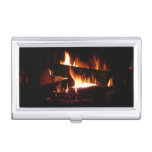 Fireplace Warm Winter Scene Photography Business Card Case