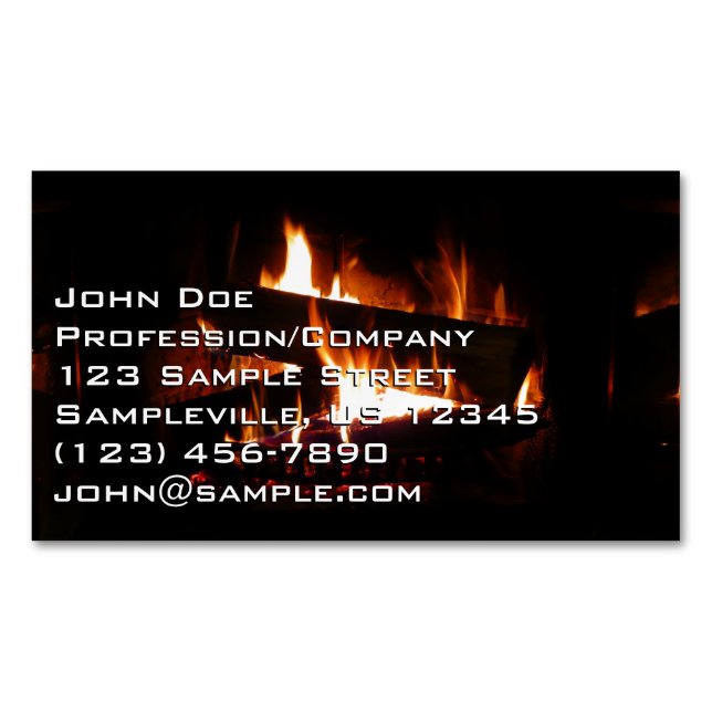 Fireplace Warm Winter Scene Photography Business Card Magnet (Front)